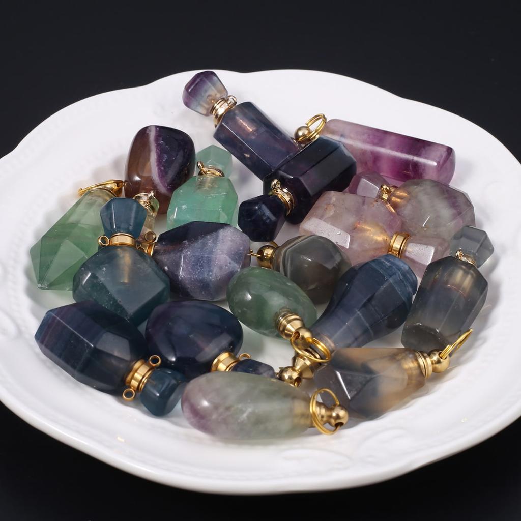 1 шт., подвеска в виде флакона духов из натурального камня, флюоритовые подвески для девушек и женщин в стиле бохо для изготовления ювелирных изделий, ожерелья своими руками, подарки на День святого Валентина