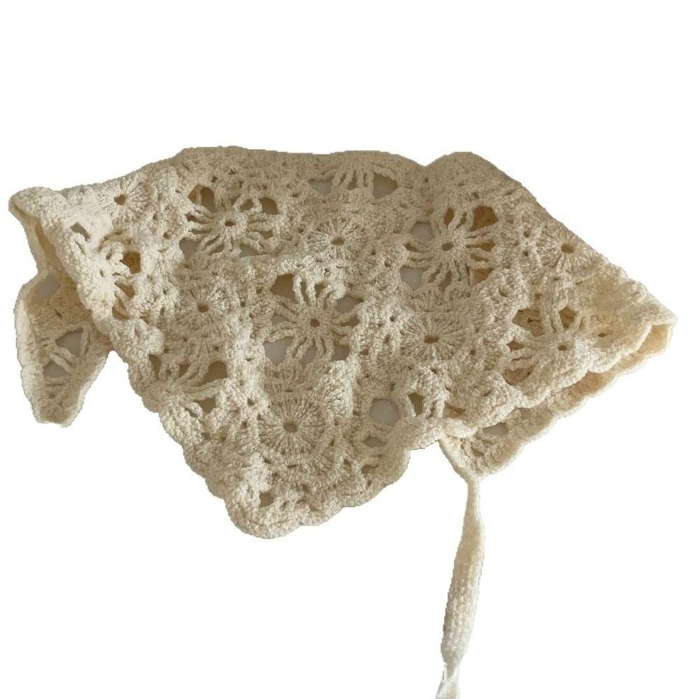 Solid Color Crochet Headband Sheer Mesh Versatile Neck Scarf Fashion Fashion Headscarf Casual Wear