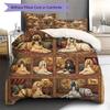 Cute Flower Puppy Pattern Bedding,Quilt Set Quilt Cover Pillowcase Home Birthday Gift (1 * duvet cover + 2 * pillowcase, without core)
