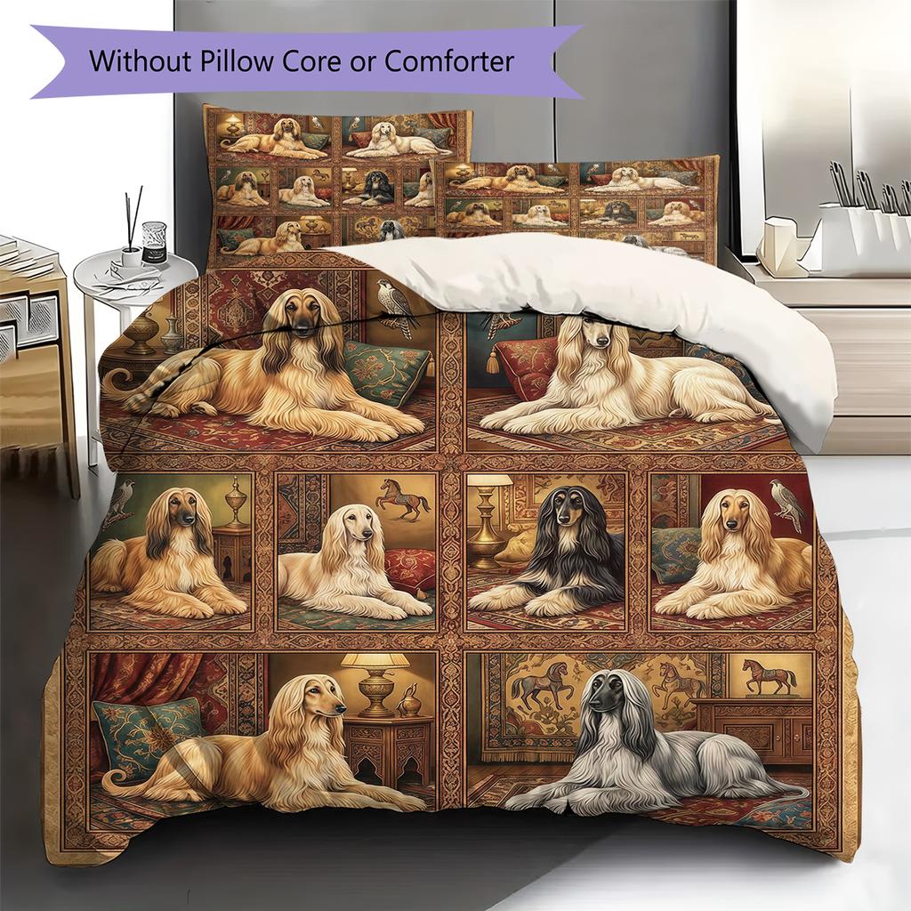 Cute Flower Puppy Pattern Bedding,Quilt Set Quilt Cover Pillowcase Home Birthday Gift (1 * duvet cover + 2 * pillowcase, without core)
