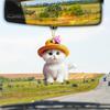 Cute Cat Pendant Acrylic Rearview Mirror Charm Christmas Tree Hanging Decor Cartoon Kitten Ornament Gift for Cat Lover