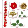 2m 10LED Christmas Poinsettia Flowers Decorations Garland String Lights with Red Berries Leaves Xmas Tree Ornaments