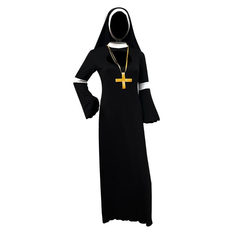 Ladies Halloween Costume Costume Masquerade Cosplay Nun Costume Stage Show Costume Set