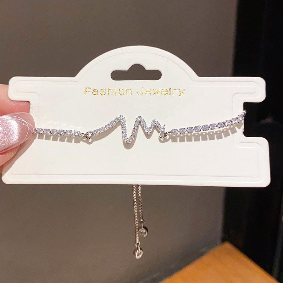 Браслет-подвеска в форме сердца из циркона со сверкающими камнями для женского модного аксессуара