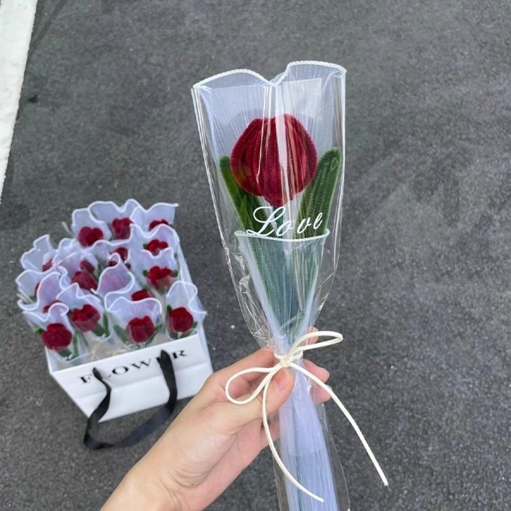 Handmade Tulip Twisting Rod Graduation Gifts Artificial Tulip Flower Sweet Flower Bouquet  Couple