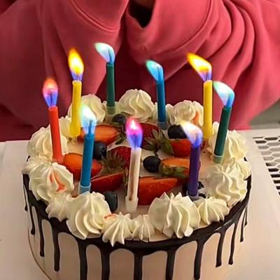 Цветные принадлежности для дня рождения 6/12 шт. Свадебные красочные многоцветные свечи безопасное пламя десерт торт свечи украшения