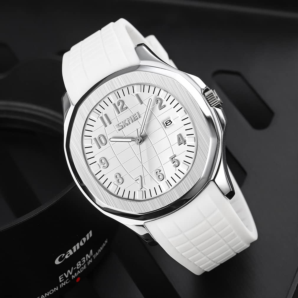 Силиконовые спортивные водонепроницаемые наручные часы стильные повседневные брендовые аналоговые часы для джентльмена большие арабские цифры легко читаемый циферблат дата флуоресцентная роскошь