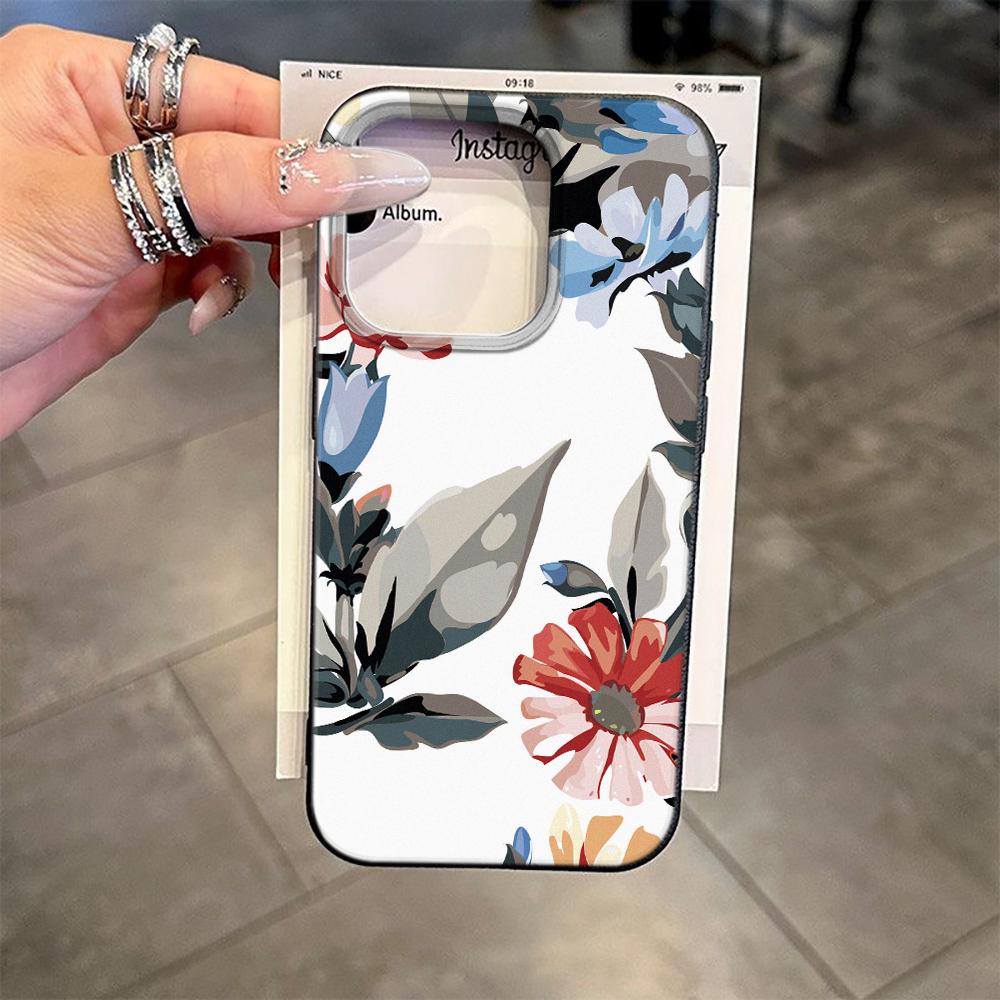Fresh Flower Pattern Phone Case For Iphone 17 13 16 Plus 11 Pro Max 12 15 14 17E 16E Non-Yellowing Shockproof Back Cover
