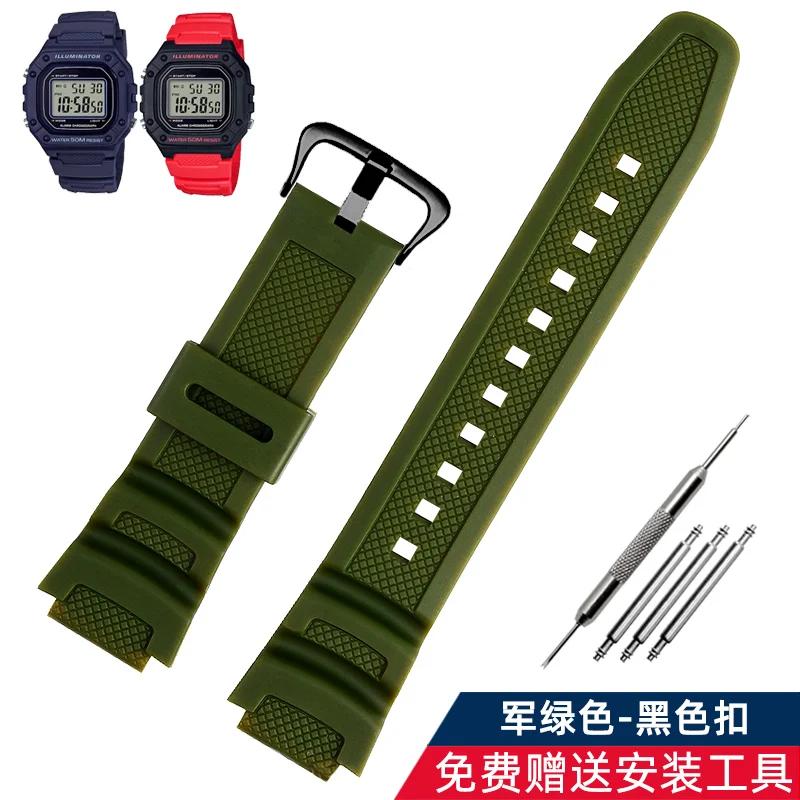 Аксессуары для ремешка часов подходят для Casio Watch W-218h / F-108 AE1200 / 1000 / 1300 смола силикон ремешок для часов 18 мм