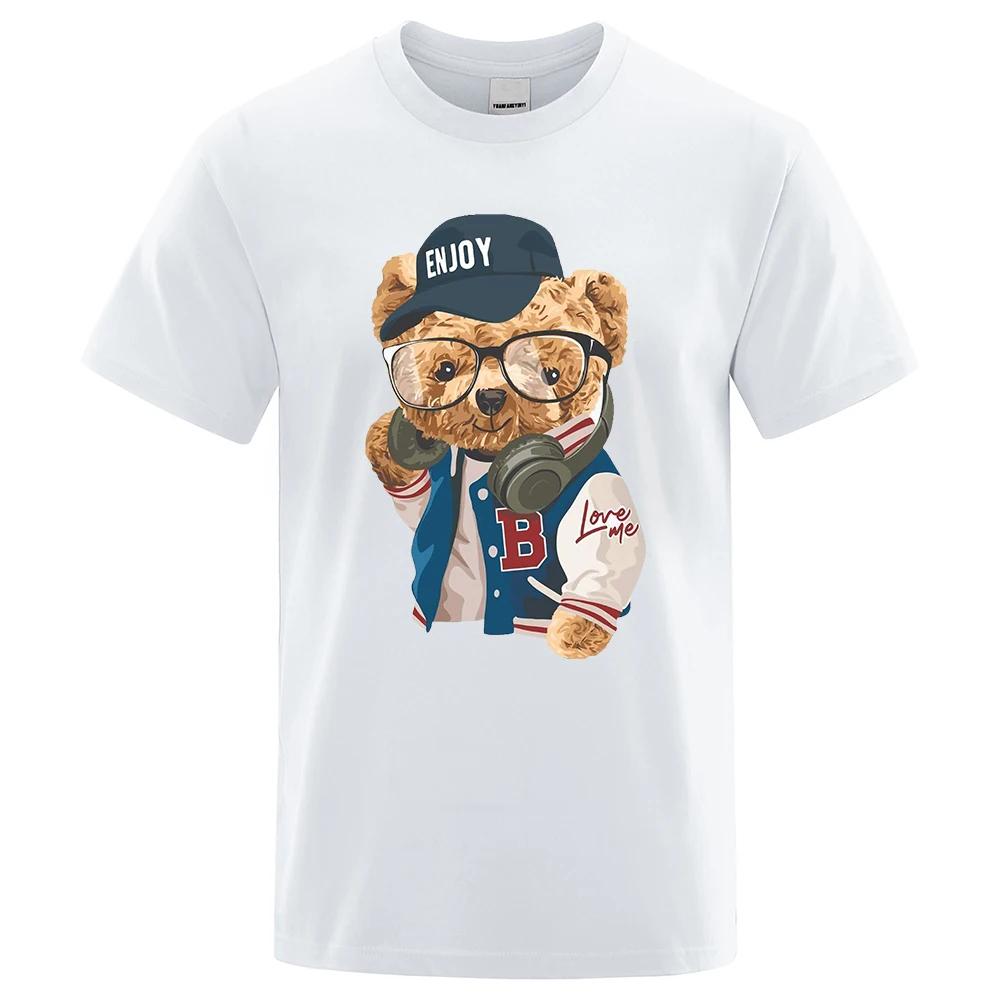 Мужские футболки Gentleman Tech Control Teddy Bear с короткими рукавами, модные повседневные футболки из дышащего хлопка, уличная футболка для мужчин