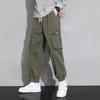 Мужские повседневные брюки с карманами с клапанами и поясом с завязками по бокам, свободные повседневные брюки