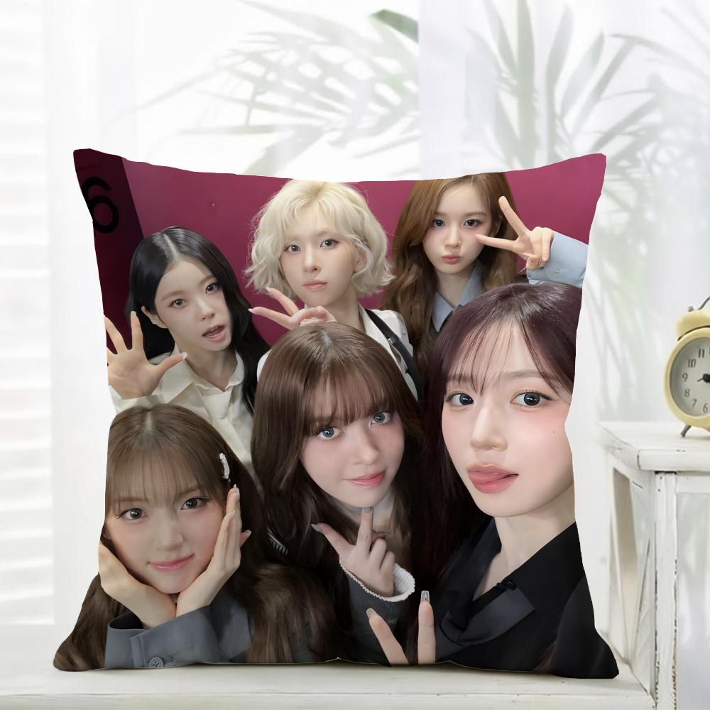 Casual daily kpop girl group fans gift NNMIXX Cushion Cover Daily Washable Linen Pillowcase Soft for Sofa Bed Home Room Decor