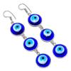 Blue Evil Eye Gemstone 925 Sterling Silver Jewelry Earring 3.15"
