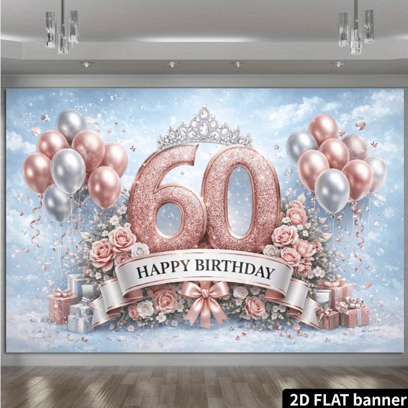 2D flat surface 1 piece of rose gold background fabric for 60th birthday celebration suitable for hotels