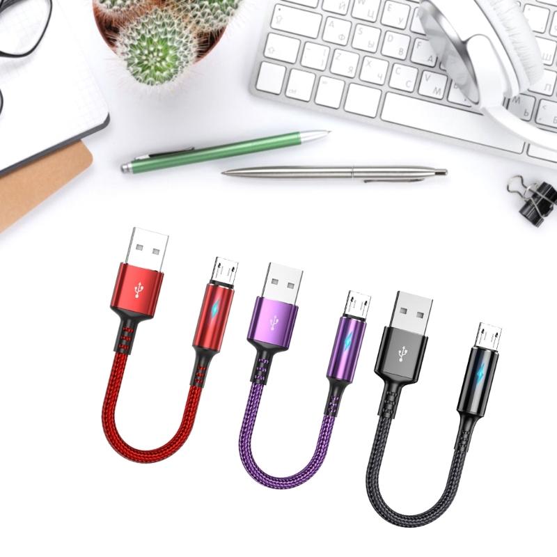 Короткий кабель Micro USB, кабель USB на Micro USB в нейлоновой оплетке для быстрой зарядки, поддержка передачи данных 480 Мбит/с