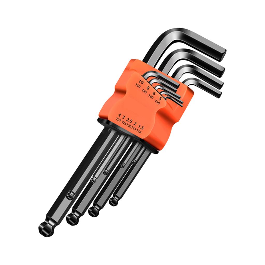 9Pieces/set Hex Key Wrench Metal Allen Spanners Set Hexagonal Screwdriver Hand Tools End L Type Key Spanners