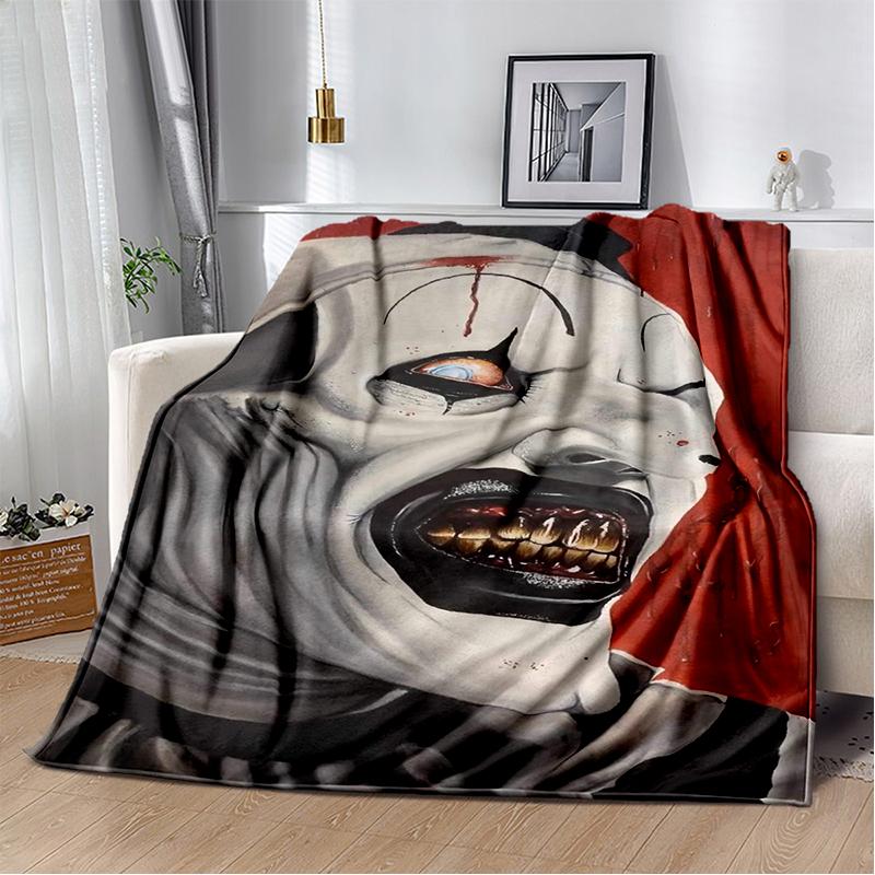 2026 New Style Terrifier 3 Horror Clown Movie Cartoon Soft Blankets,Throw Blanket Comfortable Blanket for Picnic Beds Sofa Home