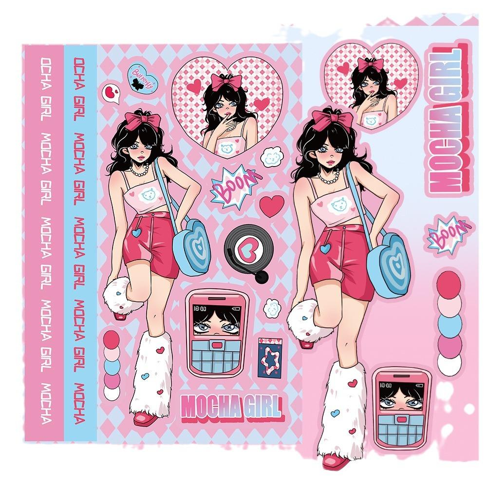 8 наклеек с персонажами Лоли Гёрл Гука для DIY ручного аккаунта, маленьких карточек, украшения мобильного чехла, корейский инс