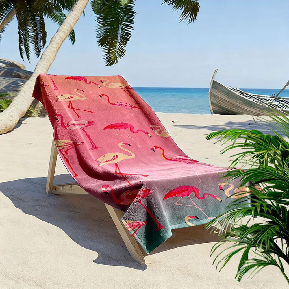 Pink Flamingo Pattern Towel Beach Towel Quick-drying for Travel Outdoor Sports Jogging Beach and Swimming