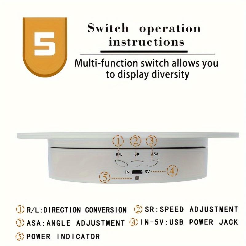 20 cm/7.87 inch Electric Rotating Turntable for Photography,USB Powered 5V Motorized Display Stand,Low Noise 360-Degree Rotation