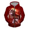 Men Zipper Hoodie Wolf 3D Printed Zipper Hoodie Men's Pullover Fashion Casual Sweater Street Harajuku Clothing Spring and Autumn