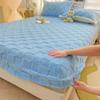 Milk Velvet Fitted Sheet Soft Comfortable Fleece Bed Cover Autumn Winter Mattress Protector Cover Bedsheet Solid Color