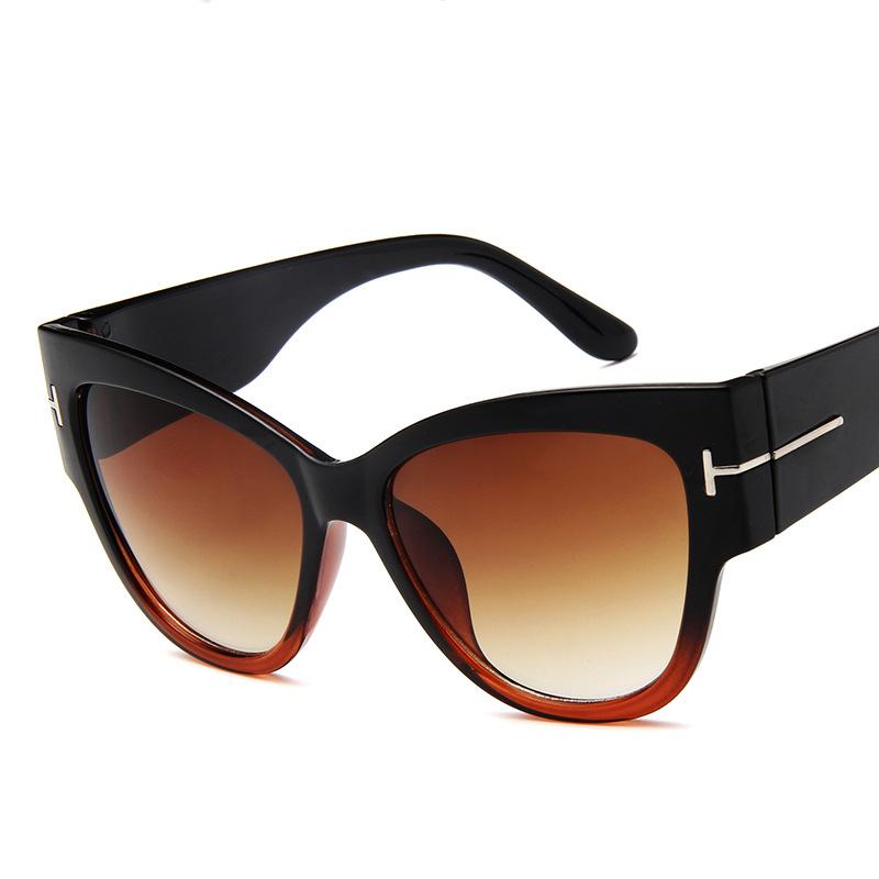 Trendy Unisex Women's T-shaped Fashion Men Retro Dark Glasses Large Frame Sunglasses