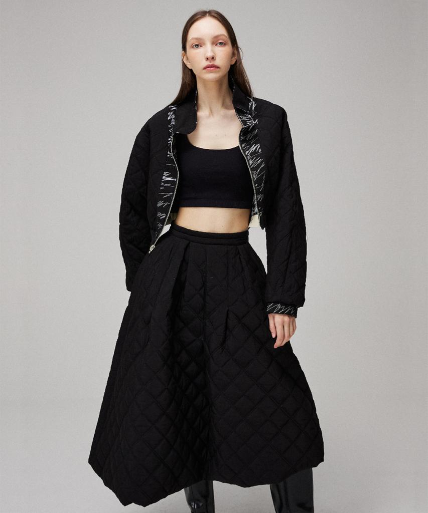Meuameu Unbalance Quilting Balloon Skirt