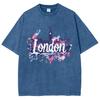Женский топ London Ink-Splashed Letter Print, свободный, из стираного хлопка, с коротким рукавом, модный, модный, уличный, черный
