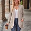 Autumn and Winter Women's Sweater Solid Color Pit Stripe Milled Leisure Patchwork Long Sleeve Cardigan