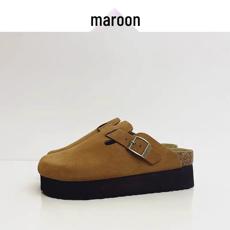 Женские кожаные клоги Sangpo с пробковой поддержкой свода стопы, тапочки с толстой подошвой, увеличивающие рост на 6 см, для ношения на улице.