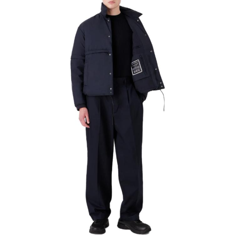 Emporio Armani Осенняя/Зимняя коллекция 23 Однотонный свитер с круглым вырезом и рельефной вязкой Повседневный свитер Мужской свитер Черный 6R1MX2-1MAXZ-0920