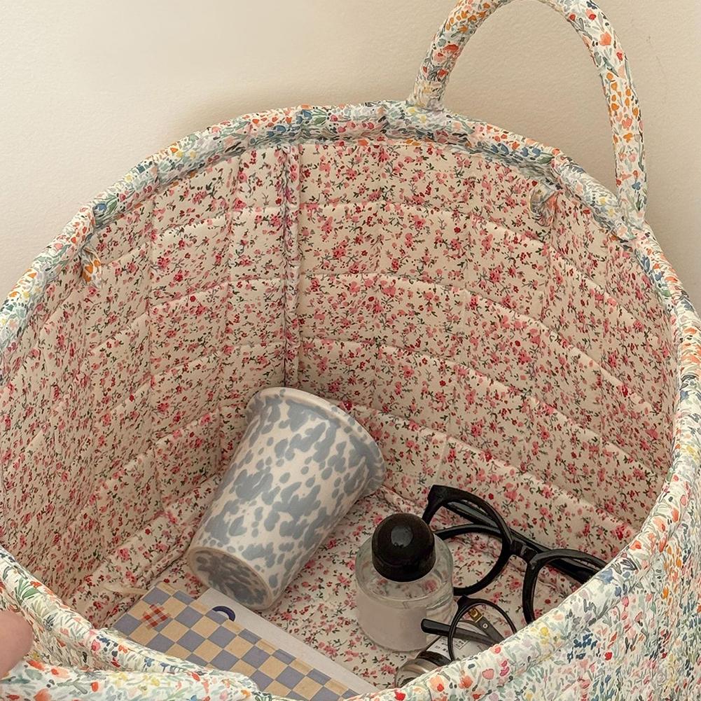 Тканевая пасторальная корзина для хранения белья с удобными ручками для переноски, моющаяся корзина для одежды для полок, шкафа, прачечной, домашнего офиса, декора