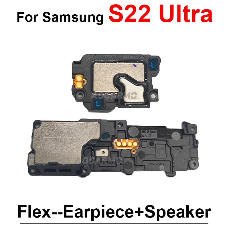 Для Samsung Galaxy S22 Ultra S22U Нижний Динамик Звонка + Слуховой Динамик Гарнитуры Шлейф Запасные Части