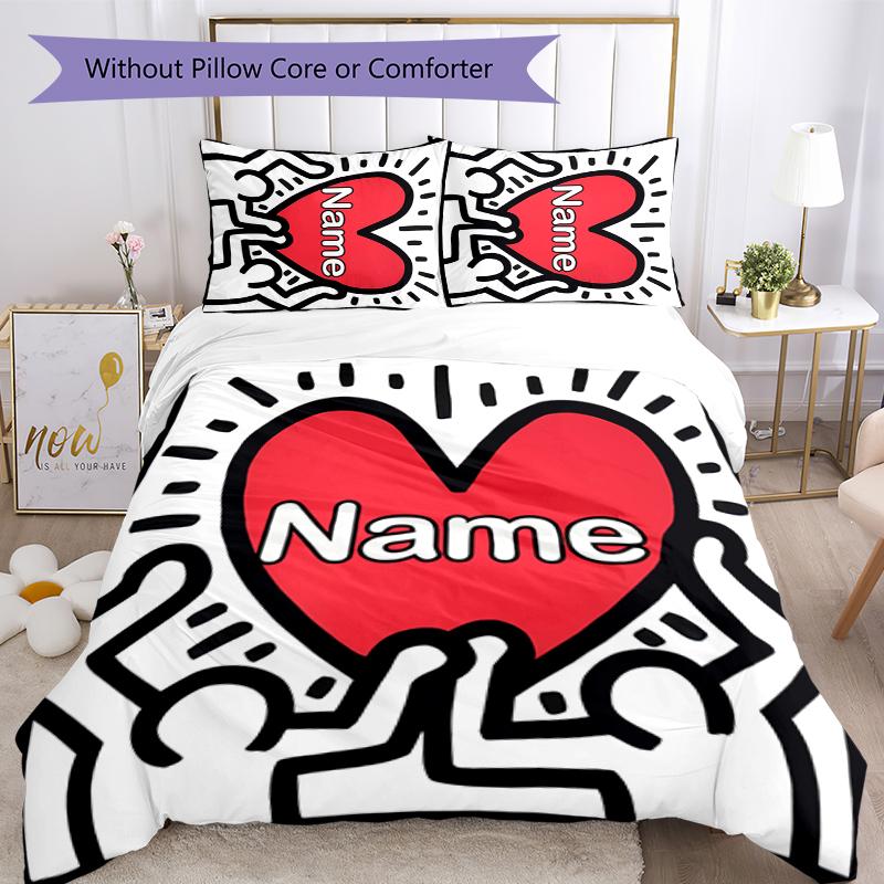 3pcs Custom Name Untitled Dance Bedding Set Duvet Cover Closure Includes 1 Duvet Cover & 2 Pillowcases for All Seasons Bedroom Decor