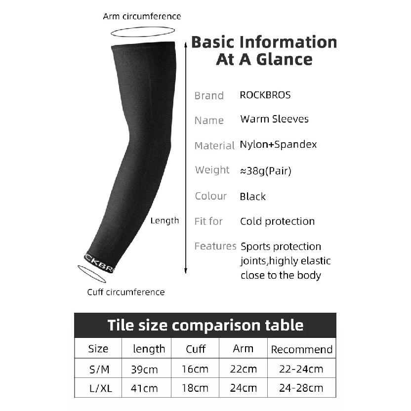 ROCKBROS Cycling Arm Sleeves Men Women Breathable Keep Warm Elasticity Windproof Cycling Fleece Arm Warmer For Winter Sports