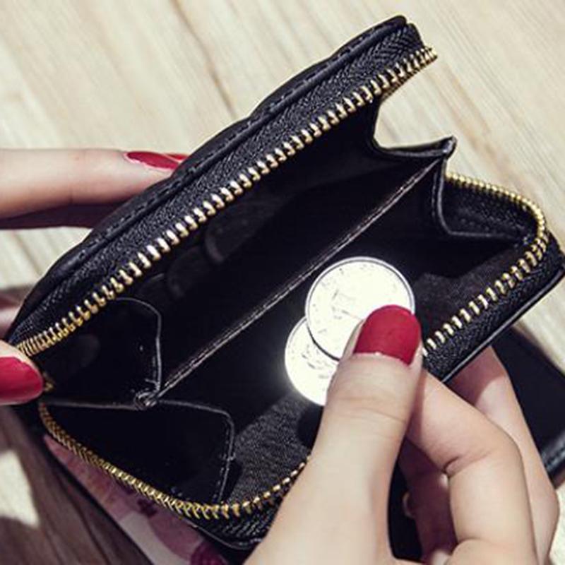 Women Short Wallets PU Leather Female Purse Plaid Cardholder Small Zipper Wallet MIT