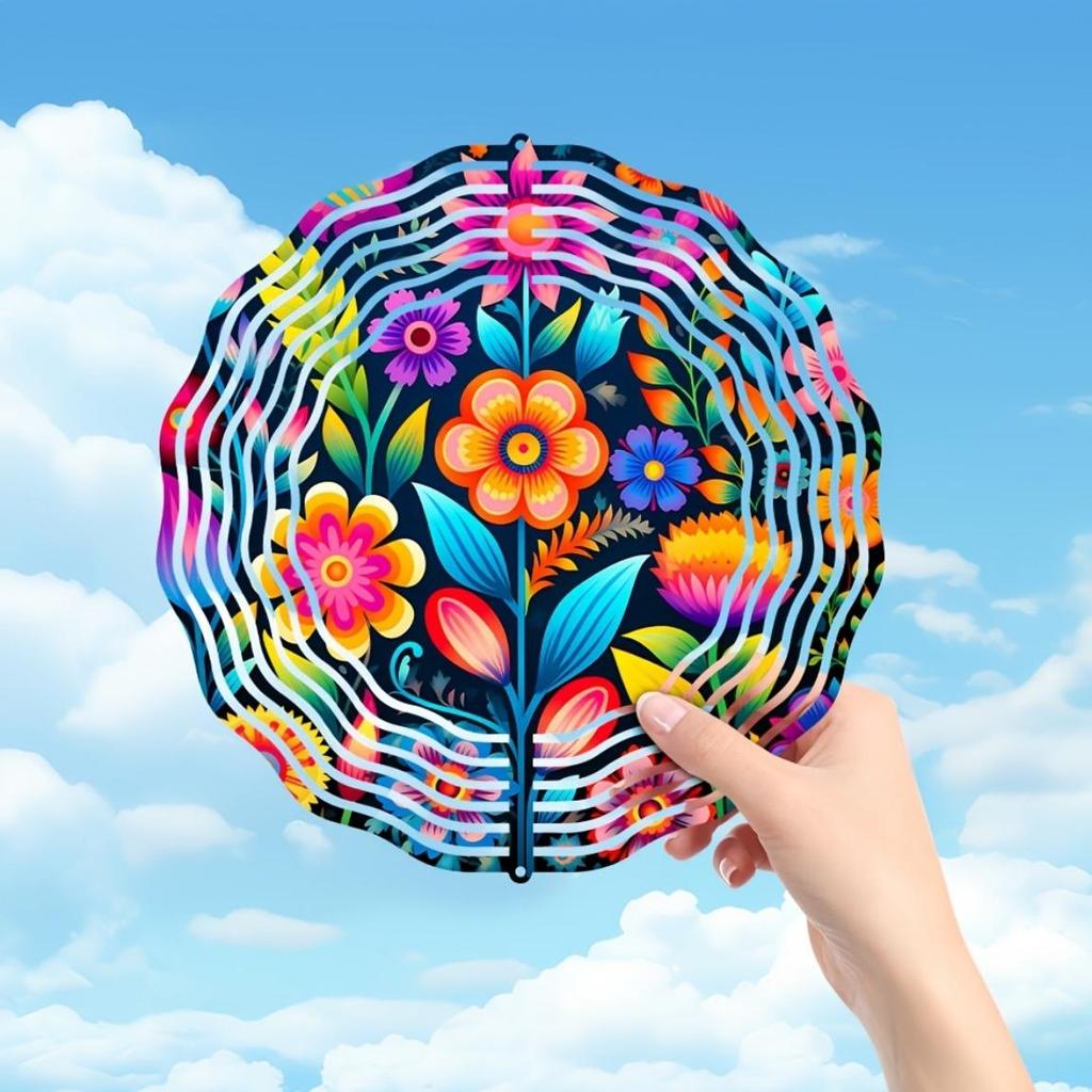 Creative Blooming Flowers Wind Spinner - 3D Stainless Steel Hanging Wind Catcher (25.4cm) - Kinetic