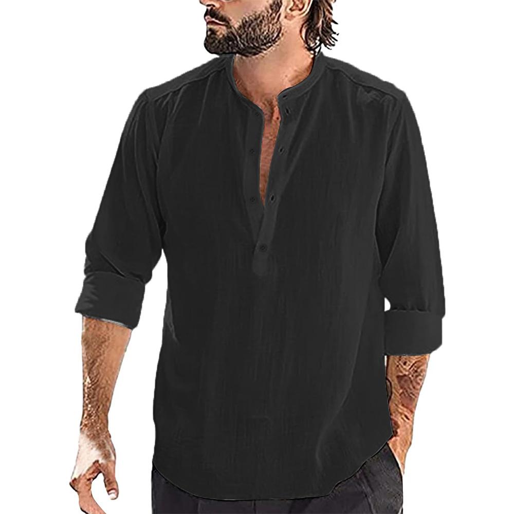 New Men's Casual Blouse Cotton Linen Shirt Loose Tops Long Sleeve Tee Shirt Spring Autumn Casual Handsome Men's Shirts