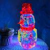 LED Prismatic Iridescent Snowman Ornaments USB Powered 3D Light Up Snowman Colorful Christmas Night Light for Home Party