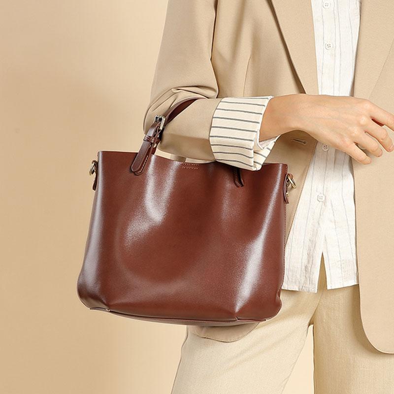 Genuine Leather Women's Bag Luxury Designer Shoulder Bag Fashion Cowhide Handbags Women Crossbody Bucket Bags