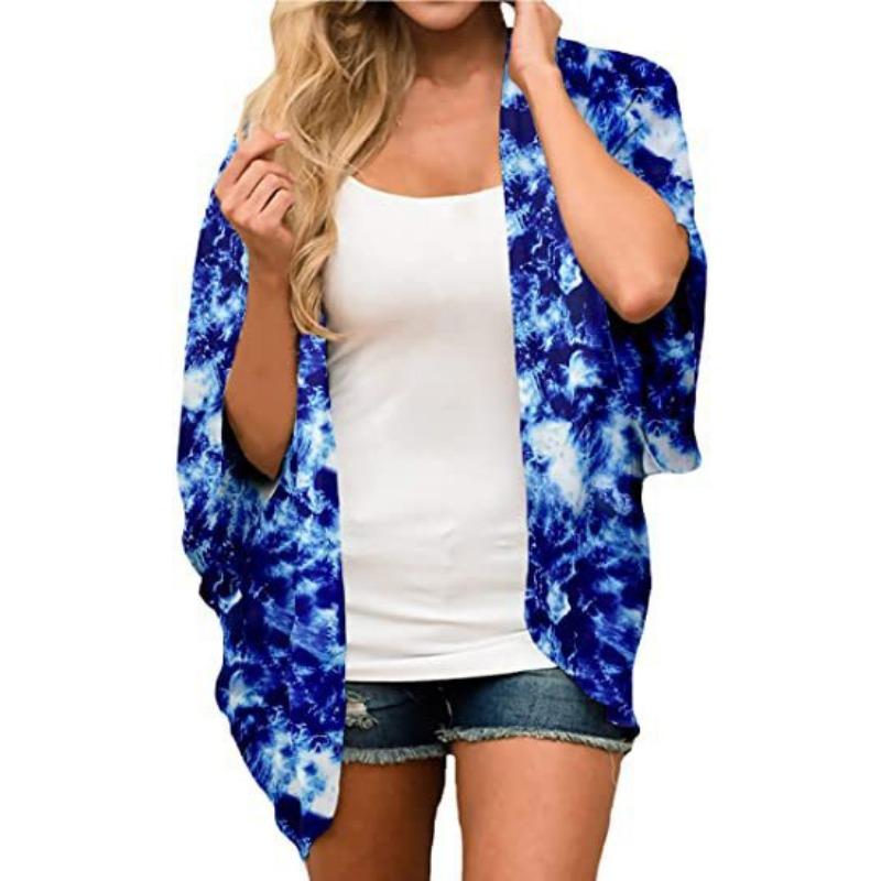 YYFS Женская мода повседневная летняя весна цветочный узор принт блузки и рубашки рукава 3/4