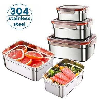 Контейнеры для хранения продуктов Ланч-бокс для приготовления еды - Герметичный, не протекающий ланч-бокс бенто из нержавеющей стали 304, Аксессуары для кухонного органайзера