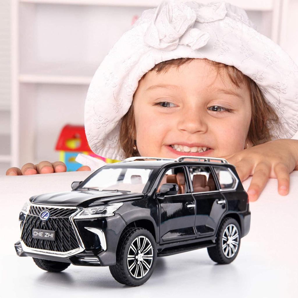 Lexus 570 Off-Road в масштабе 1/24, модель роскошного внедорожника, игрушечный автомобиль из цинкового сплава со звуком и светом для детей, подарок для мальчиков и девочек