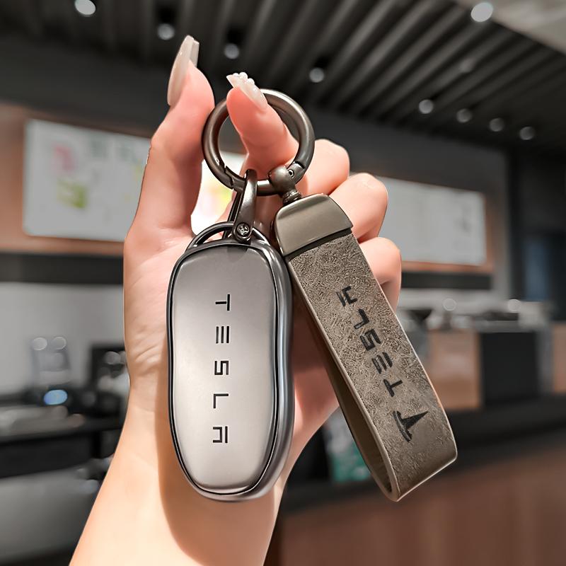 ALS1 Car Smart Key Case Cover Full Protection TPU Soft Shell Keychain Pendant For Tesla Model 3 Model S Model Y Auto Logo Accessories