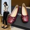 Туфли Мэри Джейн женские балетки 2025 осень новые нежный бантик туфли Doudou мягкая кожа мягкая подошва с мелким вырезом одинарные туфли
