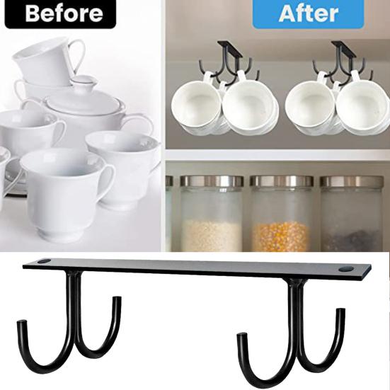 2 шт. подстаканник, простая установка под шкафом, крючки для кружек, экономия места, подвесные крючки для чашек для домашней кухни