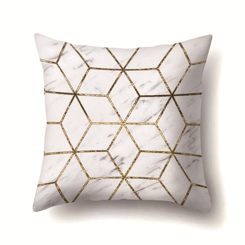 Ins Marble Polyester Pillowcase Car Decoration Home Printed Car Waist Cushion Pillowcase Pillowcase Car Decoration