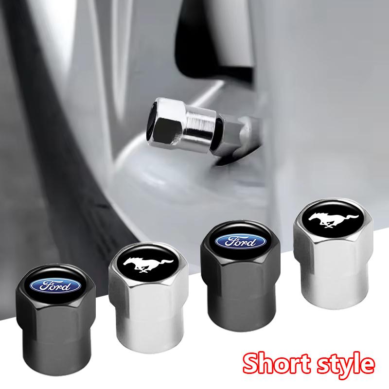 DRZG2 4Pcs Metal Car Tire Wheel Valve Stem Caps Cover For Ford Focus Mustang Ranger Fiesta Kuga Mondeo Fusion Auto Tuning Accessories