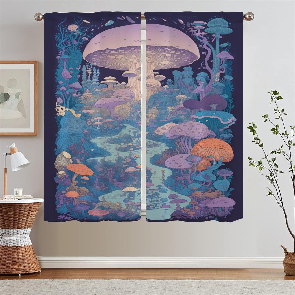 Abstract Mushroom Pattern Christmas Curtains for Living Room Ready Curtains Cheap Things With Free Shipping for Home Blind Curls